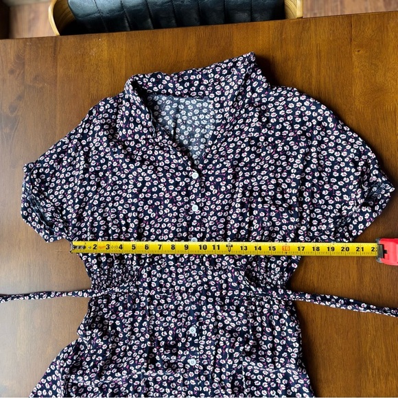 Chic Navy Blue, Pink and White Floral Midi Dress - Picture 4 of 7